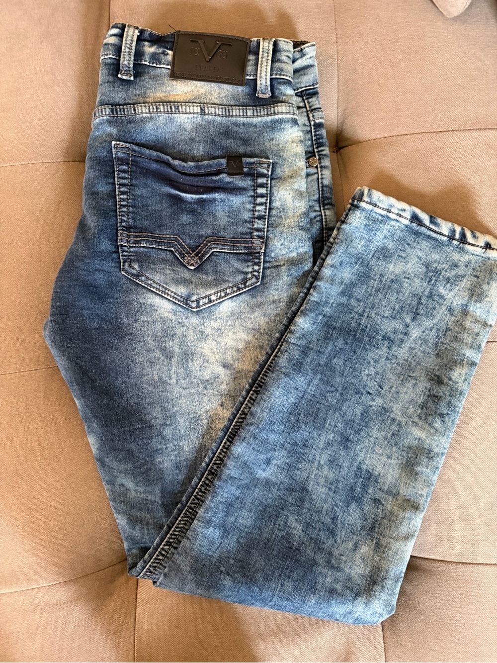 Versace Men's Faded Blue Slim Jeans